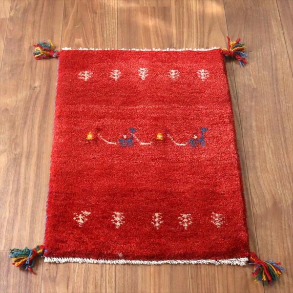 ギャッベ ミニギャベ イラン手織り 58×44cm レッド ラクダのキャラバンと生命の樹