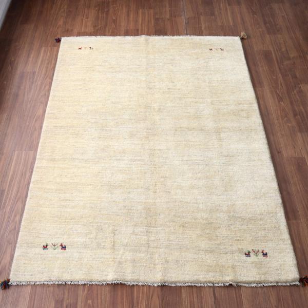 ギャッベ Gabbeh ナチュラルアイボリー 237×173cm イラン産 四隅に動物と生命の樹
