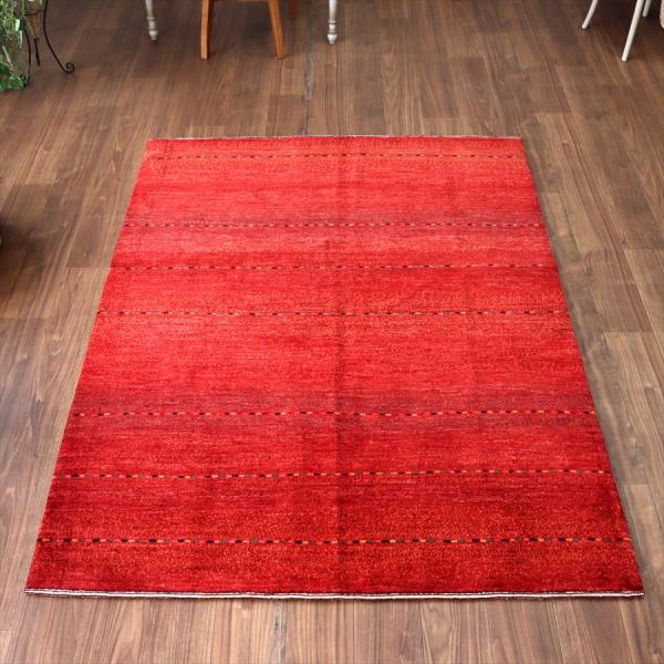 レッドグラデーション ロリアタシュ 191x144cm イランの手織りラグ ギャッベ