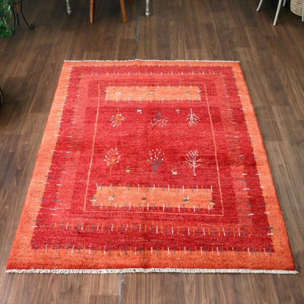 植物と動物 ノマド 193x153cm イランの手織りラグ ギャッベ