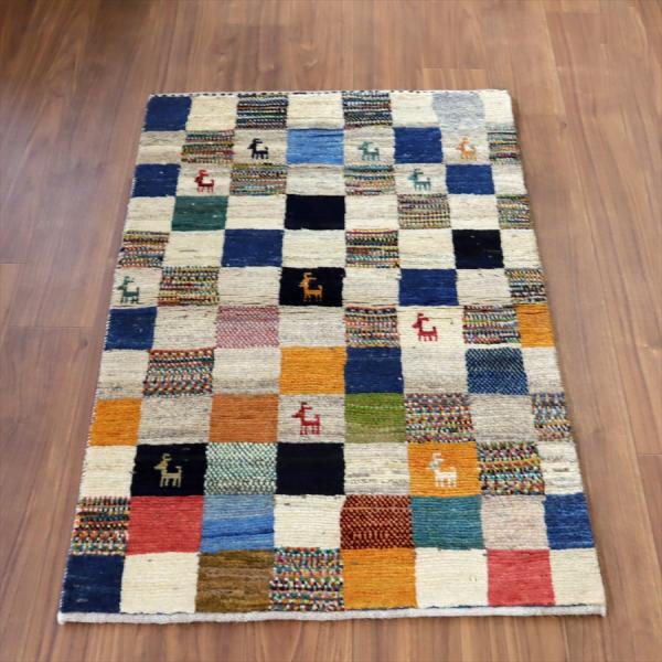 ギャッベ ノマド　 120x78cm カラフルなモザイクタイル　イラン産手織り　Gabbeh Nom...