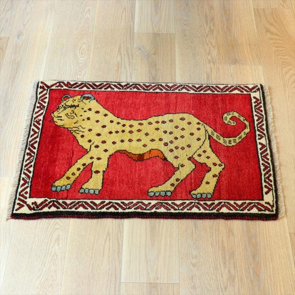 ライオンラグ オールドギャッベ トライバルラグ Lion Gabbeh, 92×68cm レッド　ベ...