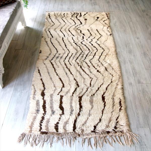 モロッコラグ　アジラル モノトーン  249x113cm Morroco Berber Rug Az...