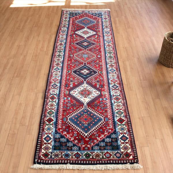 トライバルラグ ヤラメ 295x80cm ７つのドラゴンとダイヤの額縁デザイン