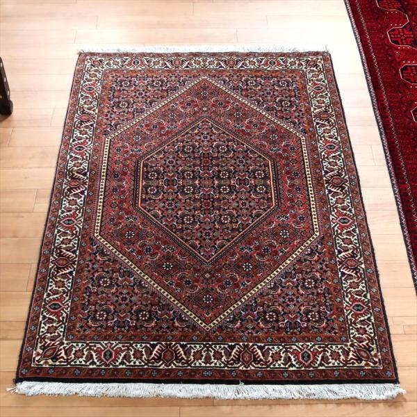 トライバルラグ ビジャール 106x76cm 六角形のメダリオン レッド