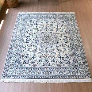 ペルシャ絨毯 ナイン 玄関マット 手織 本物 イラン 60x40cm 9la