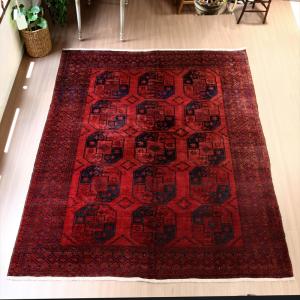 部族絨毯 トライバルラグ ヴィンテージ 287x235cm トルクメン エルサリ族 スクエア