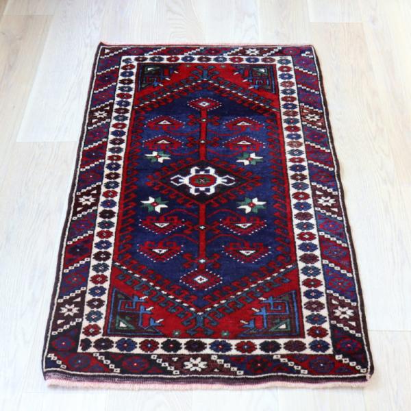 トライバルラグ 手織り絨毯 トルコ 123x74cm ドゥシュメアルトゥ　生命の樹　ネイビーブルー