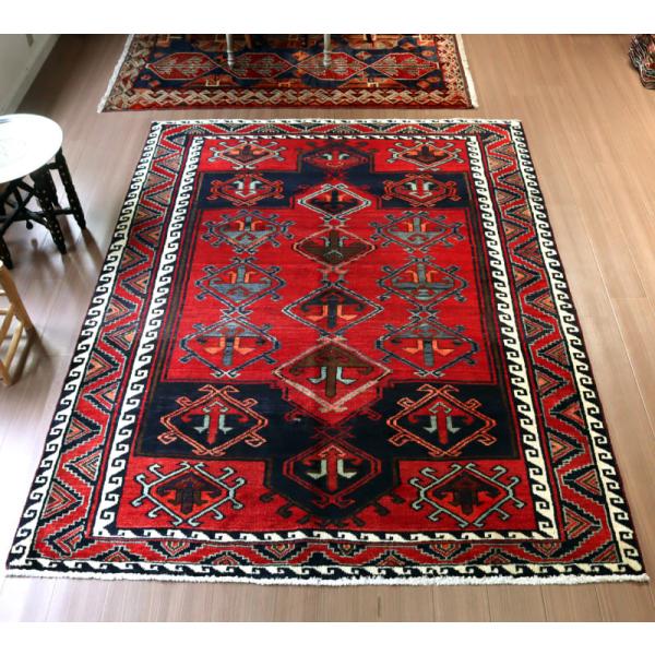 トライバルラグ ロリ族 238x180cm レッド ネイビー