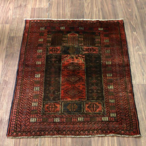 トライバルラグ バルーチ 114x82cm ミフラープと幾何学模様