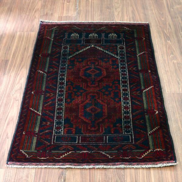 トライバルラグ バルーチ 136x89cm 手織りラグ ミフラープ