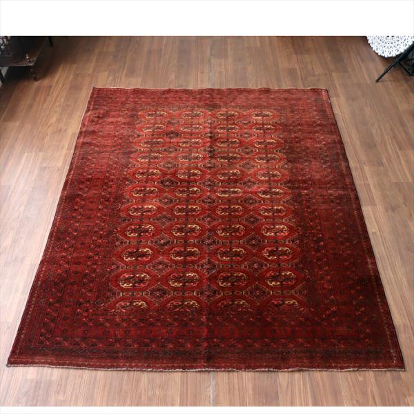 クンドゥズ アフガン絨毯 247x196cm 手織りラグ 細かな織りの幾何学モチーフ