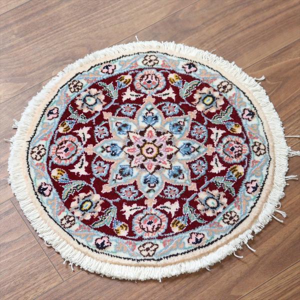 ペルシャ絨毯 ナイン 円形 36xcm Nain 9La/レッド