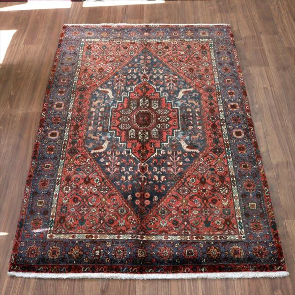 イランの手織り絨毯 ゴルトグ 204x133cm 六角メダリオン レッド ペルシャ絨毯