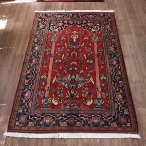 イランの手織り絨毯 カシャーン 【別倉庫】 212x131cm 赤いミフラープ ペルシャ絨毯