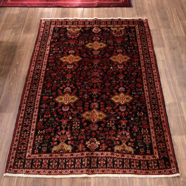 イランの手織り絨毯 バルーチ 219x145cm 小花と幾何学模様 トライバルラグ