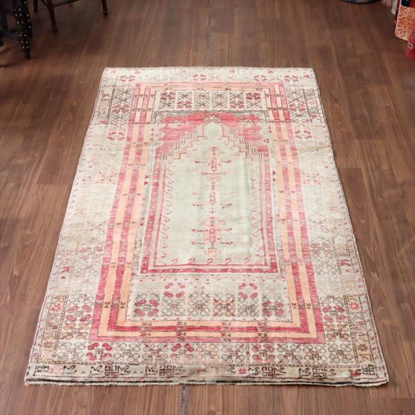 トルコ絨毯 シワス 213x124cm 色褪せたミフラープ