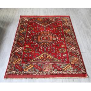 ヴィンテージ トライバル ラグ v0004 143cm×87cm レッド 赤