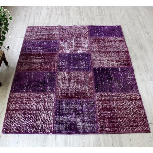 リサイクル パッチワークラグ 181x150cm パープル/セッジャーデサイズ
