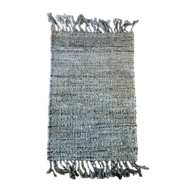 ジュートラグ 手織り　天然繊維　麻　 90x60cm グレー