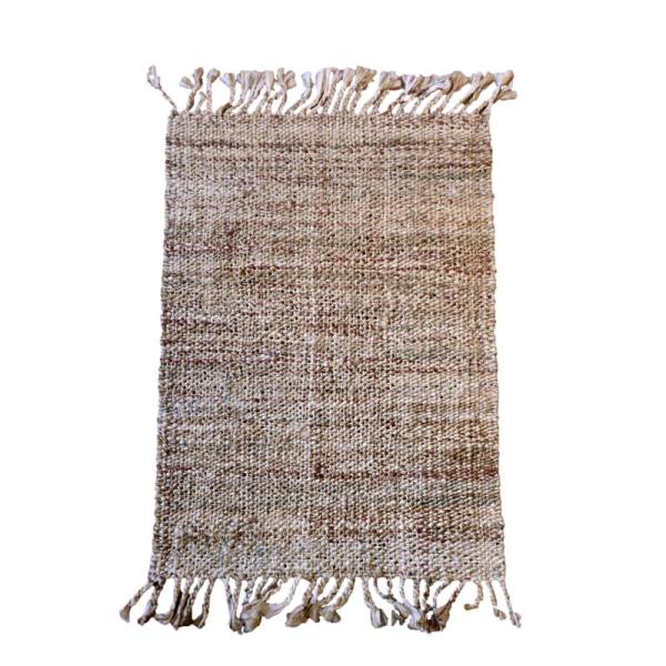 ジュートラグ 手織り　天然繊維　麻　 90x60cm ナチュラルベージュ