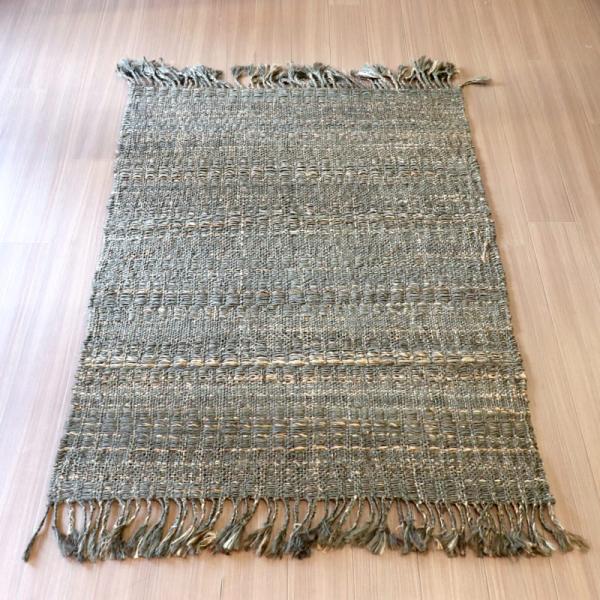 ジュートラグ 手織り　天然繊維　麻　 170x120cm チャコール