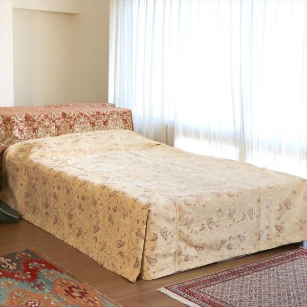 ベッドカバー（ベッドスプレッド）ラーレ07（250ｘ260cm） クイーンサイズ/アイボリー