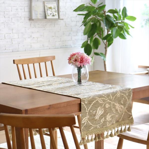 テーブルランナー/ベッドスロー 肌触りのよいシュニール素材ラーレ07 ピスタチオグリーン