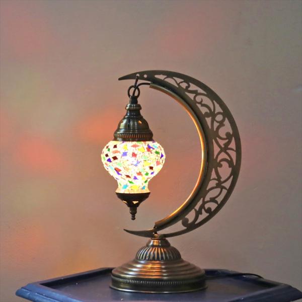 モザイクテーブルランプ クレッセントムーン 高さ35cm 横幅22cm  E17/15W トルコラン...