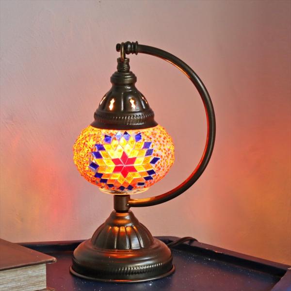 トルコランプ モザイクテーブルランプ ハンギング 高さ25cm 横幅16cm オレンジ E17/15...