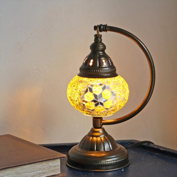 トルコランプ モザイクテーブルランプ ハンギング 高さ25cm 横幅16cm イエロー E17/15...