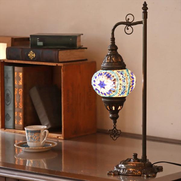 トルコランプ モザイクテーブルランプ 全高50cm ブルー E17/15W