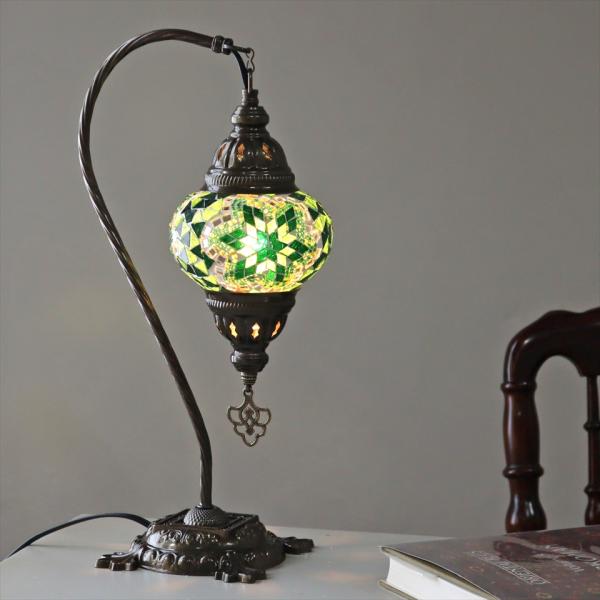 トルコランプ モザイクテーブルランプ ハンギング 全高42cm 横幅23cm グリーン