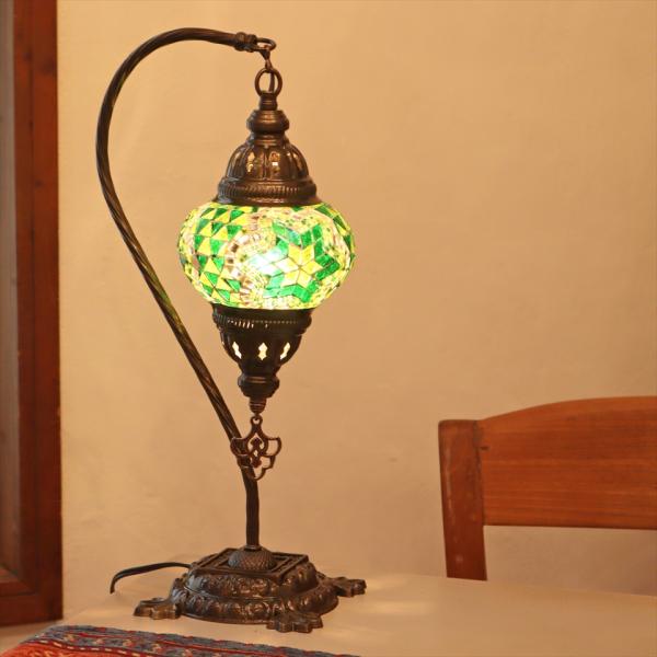 トルコランプ モザイクテーブルランプ ハンギング 全高42cm 横幅23cm グリーン