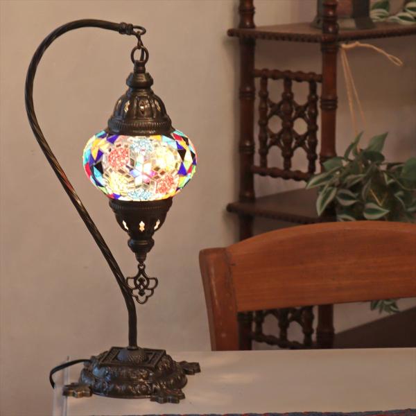 トルコランプ モザイクテーブルランプ ハンギング 全高42cm 横幅23cm ミックスカラー