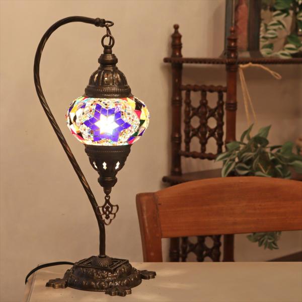 トルコランプ モザイクテーブルランプ ハンギング 全高42cm 横幅23cm ミックスカラー