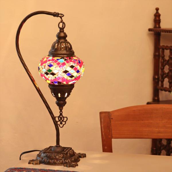 トルコランプ モザイクテーブルランプ ハンギング 全高42cm 横幅23cm ミックスカラー
