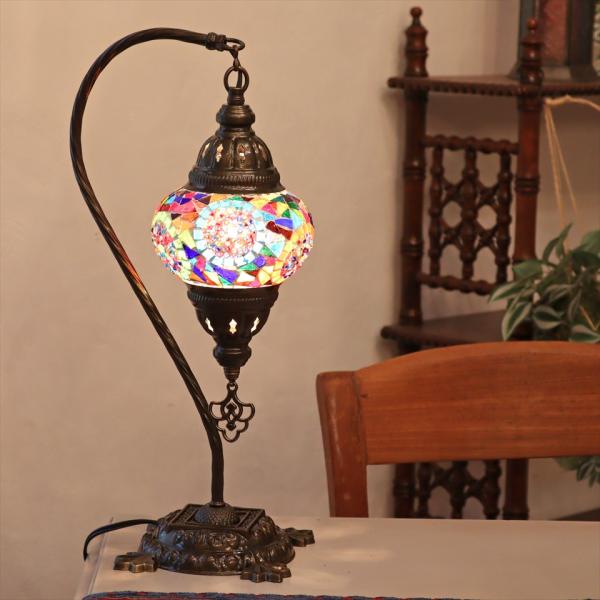 トルコランプ モザイクテーブルランプ ハンギング 全高42cm 横幅23cm ミックスカラー