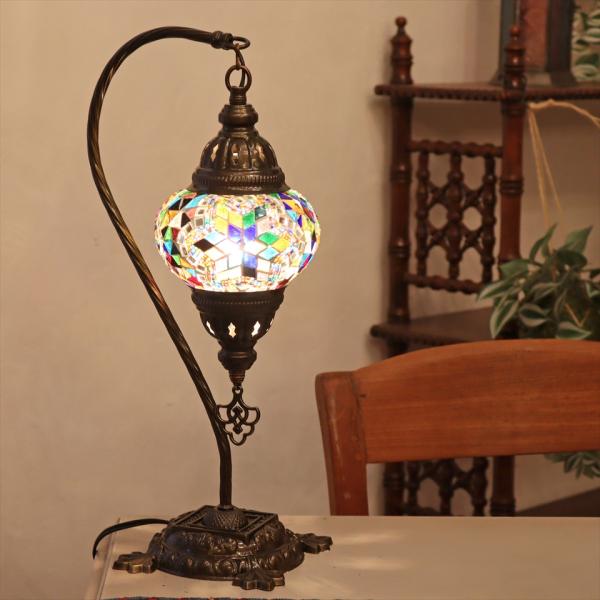 トルコランプ モザイクテーブルランプ ハンギング 全高42cm 横幅23cm ミックスカラー