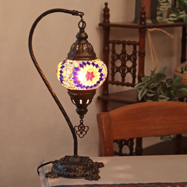 トルコランプ モザイクテーブルランプ ハンギング 全高42cm 横幅23cm ミックスカラー