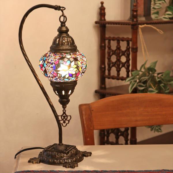 トルコランプ モザイクテーブルランプ ハンギング 全高42cm 横幅23cm ミックスカラー