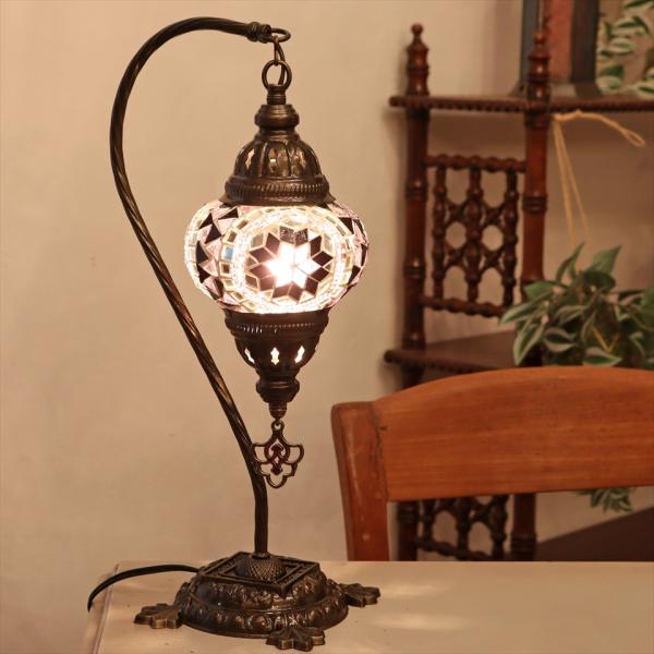 トルコランプ モザイクテーブルランプ ハンギング 全高42cm 横幅23cm パープル