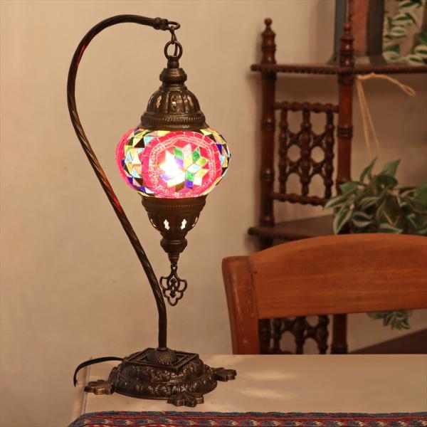 トルコランプ モザイクテーブルランプ ハンギング 全高42cm 横幅23cm レッド