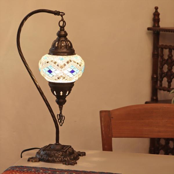 トルコランプ モザイクテーブルランプ ハンギング 全高42cm 横幅23cm ホワイト