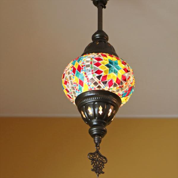モザイクランプ トルコランプ 直径13cm 全高39cm カラフル ペンダントランプ