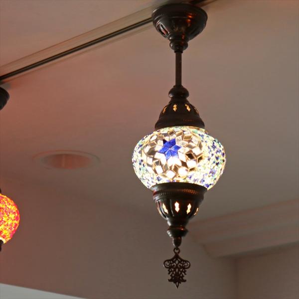 モザイクランプ トルコランプ 直径13cm 全高39cm ブルー ペンダントランプ