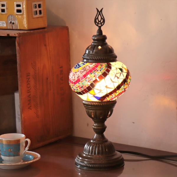 トルコランプ モザイクテーブルランプ 直径13cm 全高34cm カラフル E17