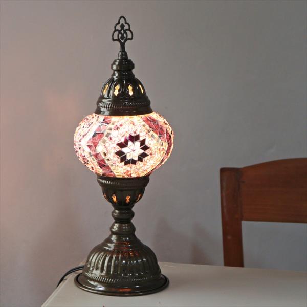 トルコランプ モザイクテーブルランプ 直径13cm 全高36cm パープル