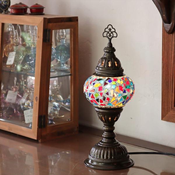 トルコランプ モザイクテーブルランプ 直径13cm 全高36cm ブルー