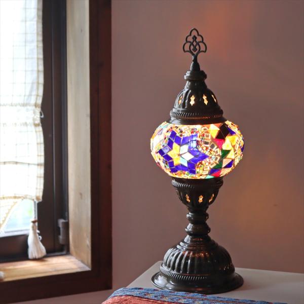 トルコランプ モザイクテーブルランプ 直径13cm 全高36cm ミックスカラー
